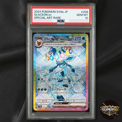 PSA 10 Glaceon ex SAR 206/187 sv8a Terastal Festival ex Japanese Pokemon Card