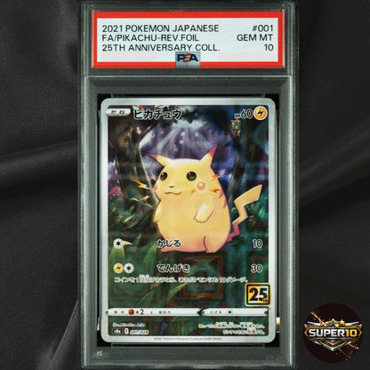 POKEMON PSA 10 PIKACHU-REVERSE FOIL 001 s8a 25TH ANNIVERSARY COLLECTION GEM MINT