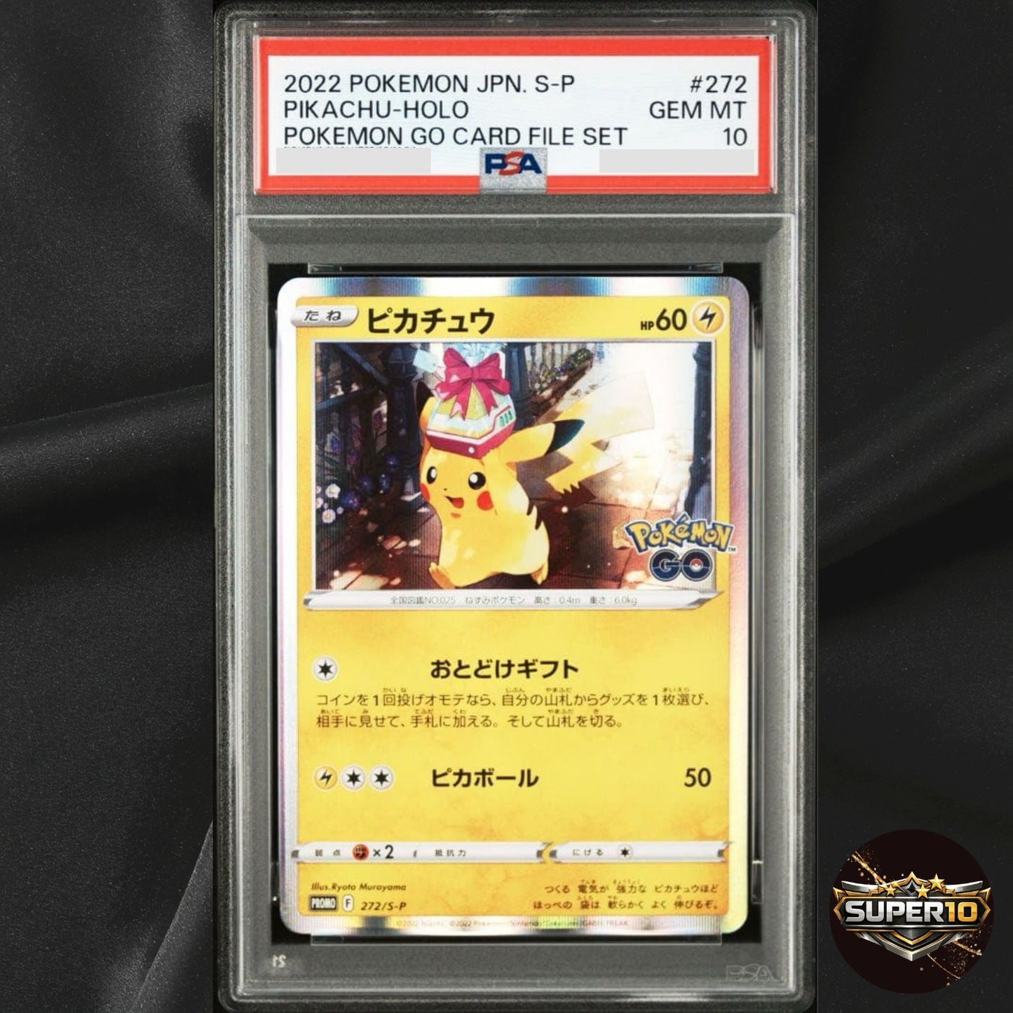 PSA 10 Pikachu Holo 2022 Pokémon GO Promo #272 Japanese Card File Set GEM MINT