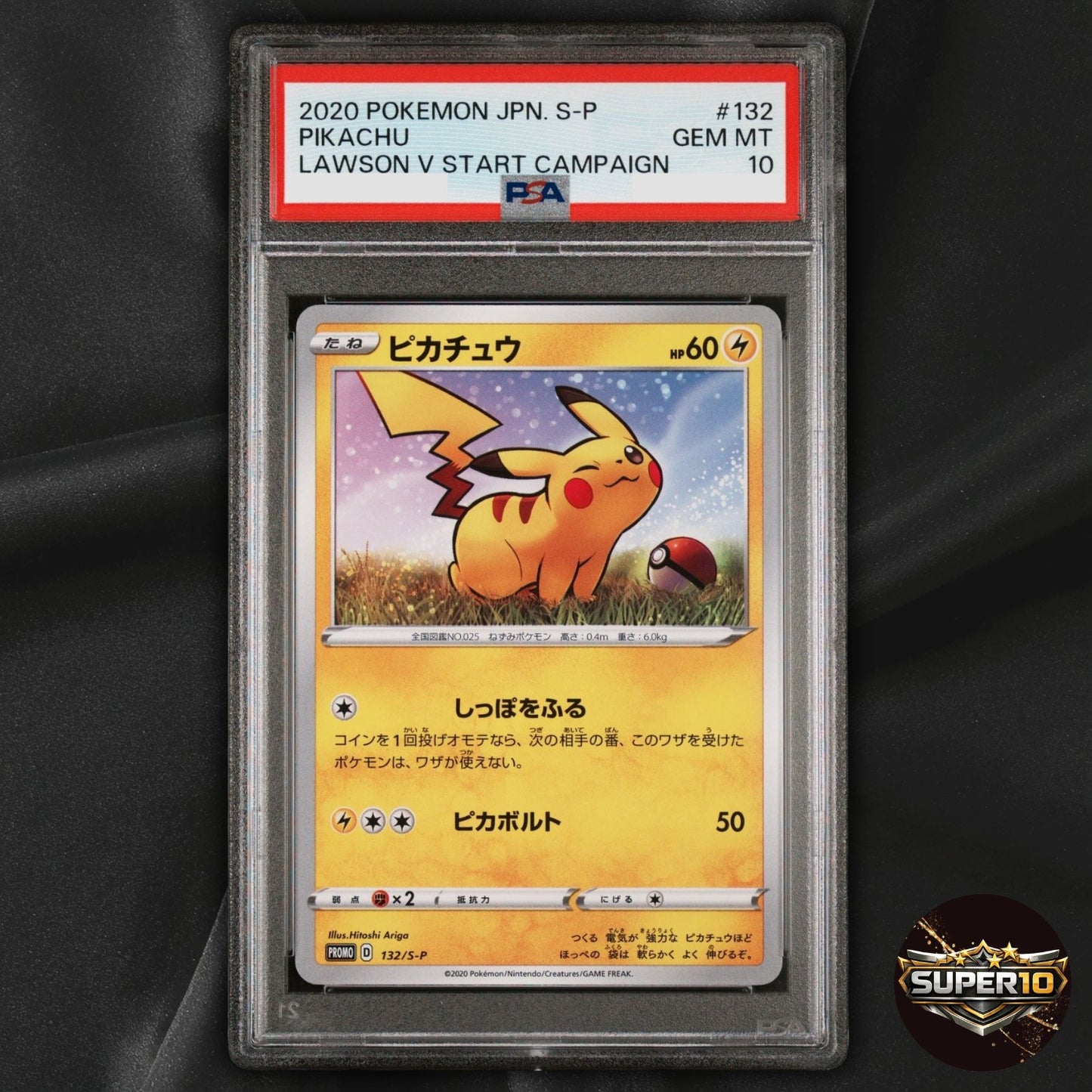 PSA 10 PIKACHU 132/S-P SWORD & SHIELD PROMOS JAPANESE POKEMON TCG