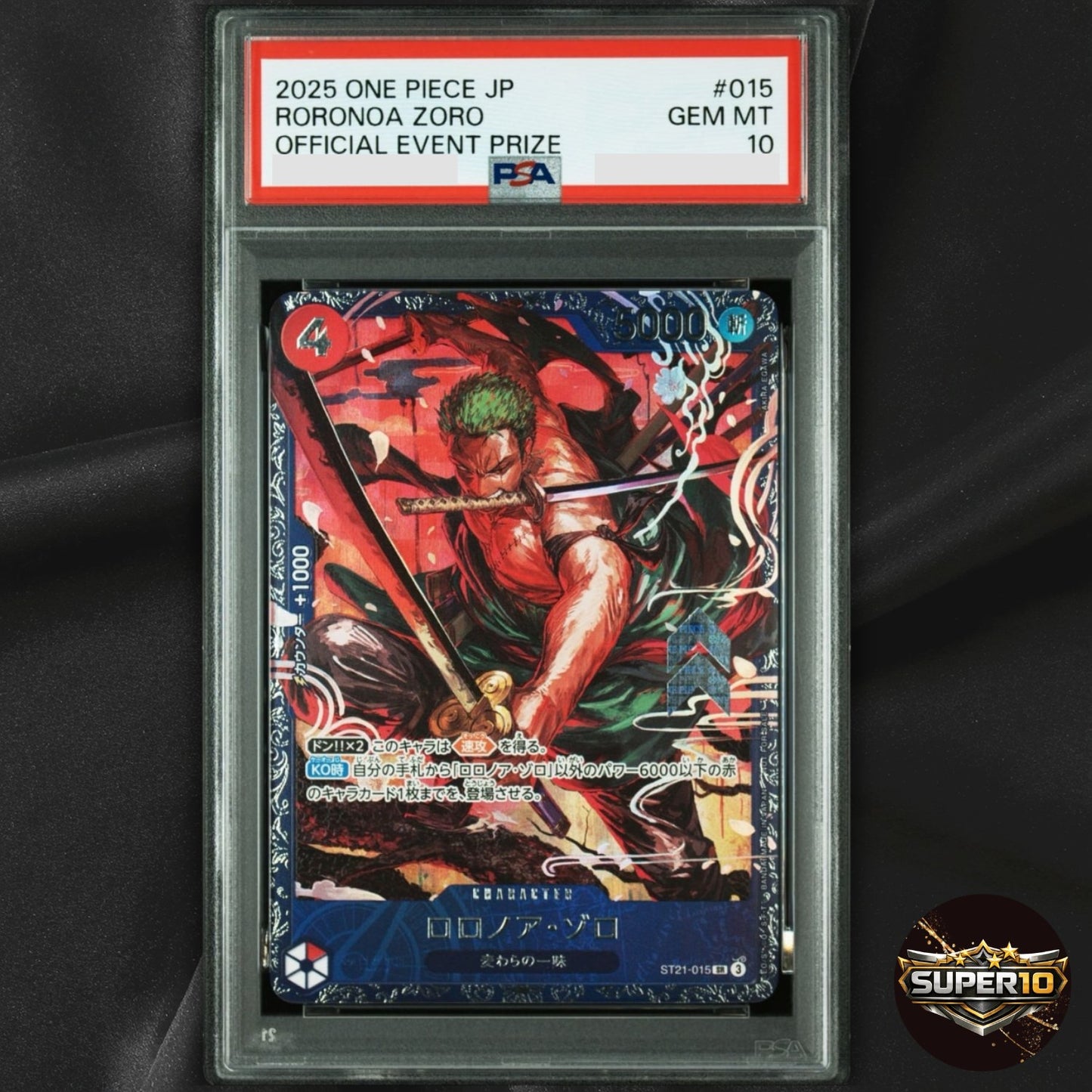 PSA 10 Roronoa Zoro ST21-015 Flagship Battle 2025 Top 8 Prize Japanese ONE PIECE