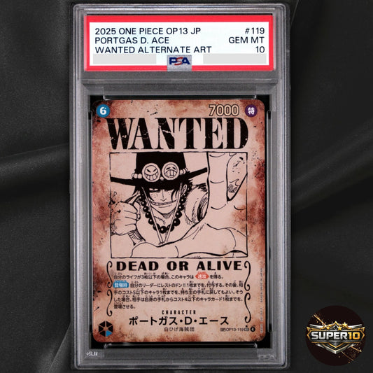 PSA 10 Ace OP13-119 SP Alt Art SEC Wanted Carrying on His Will One Piece Card JP