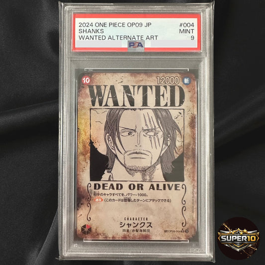 PSA 9 Shanks (SP Alt Art) OP09-004 SR Emperors in the New World - Japanese 2024