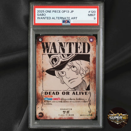 PSA 9 Sabo OP13-120 SP Alt Art SEC Wanted Carrying on His Will One Piece Card