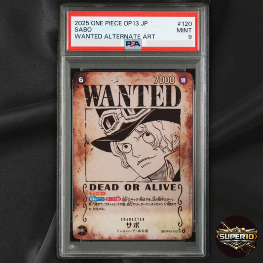 PSA 9 Sabo OP13-120 SP Alt Art SEC Wanted Carrying on His Will One Piece Card