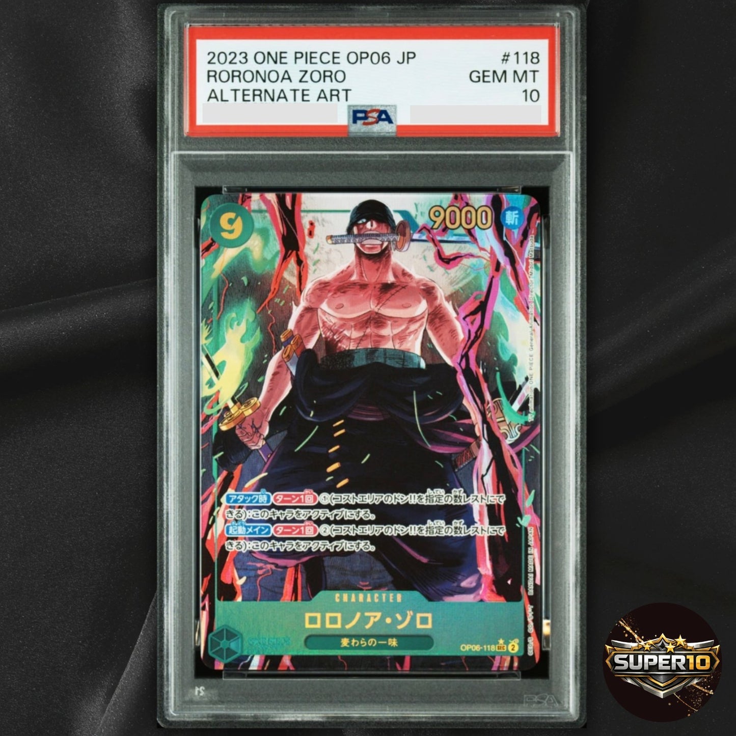 PSA 10 Roronoa Zoro (Alt Art) OP06-118 SEC Wings of Captain - Japanese 2023