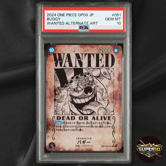 PSA 10 Buggy Alt Art One Piece 2024 OP09 Emperors/New World Japanese #051 WANTED