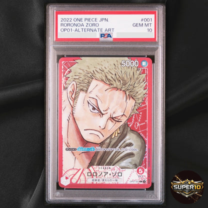 PSA 10 Roronoa Zoro OP01-001 L Alt Art Romance Dawn One Piece Card Japanese 2022