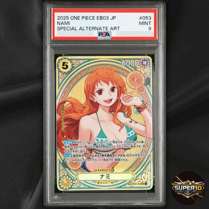 PSA 9 Nami EB03-053 SP Alt Art SR Heroines Edition One Piece Card Japanese