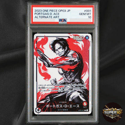PSA10 Portgas D Ace OP03-001 Leader Parallel Pillars of Strength ONE PIECE Card