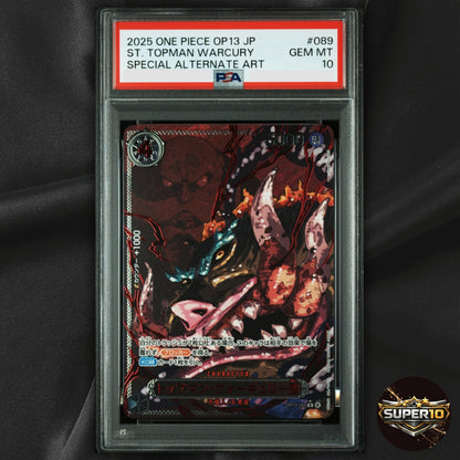 PSA10 St. Topman Warcury OP13-089 Alt Art Red Text Carrying on His Will