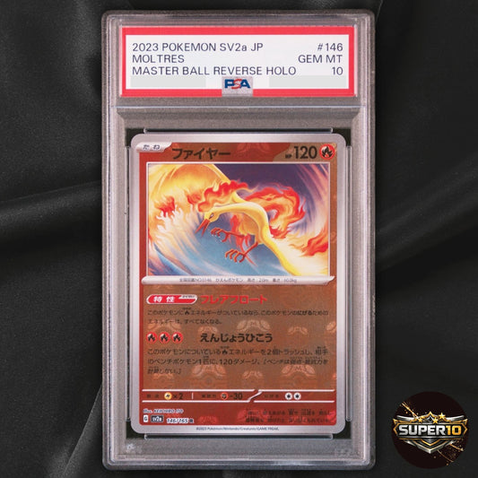 PSA 10 Moltres 146/165 Sv2a 151 Japanese Master Ball Reverse Holo Pokemon Card