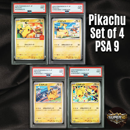 PSA 9 Set of 4 Pikachu 020/M-P  120/SV-P 197/SV-P 291/SV-P  McDonald's Promo