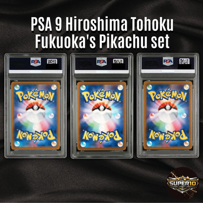 PSA 9 Tohoku Hiroshima Fukuoka Pikachu Set 260 261 289/SV-P Pokemon Card