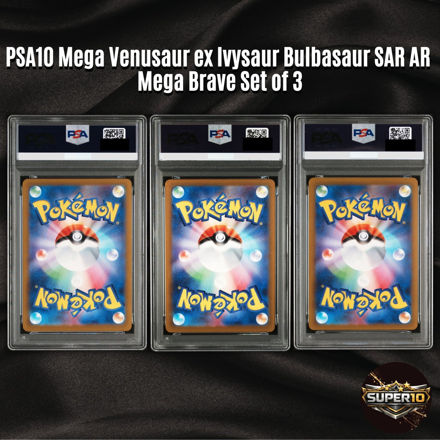 PSA 10 Mega Venusaur ex Bulbasaur Ivysaur SAR AR Mega Brave Pokemon set of 3