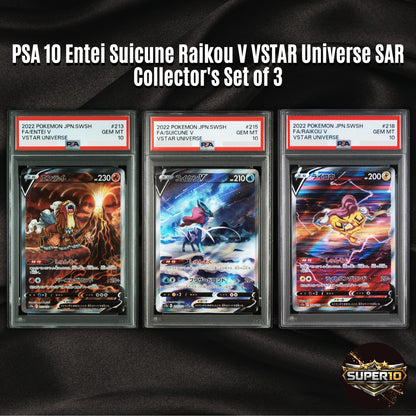 PSA 10 Entei Suicune Raikou V set of 3  VSTAR Universe SAR s12a Pokemon