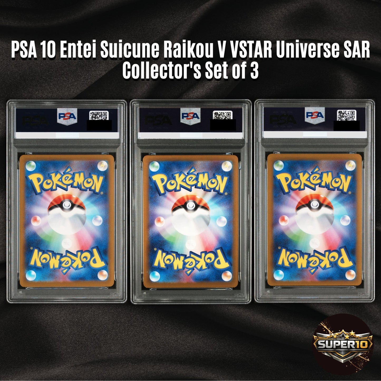PSA 10 Entei Suicune Raikou V set of 3  VSTAR Universe SAR s12a Pokemon