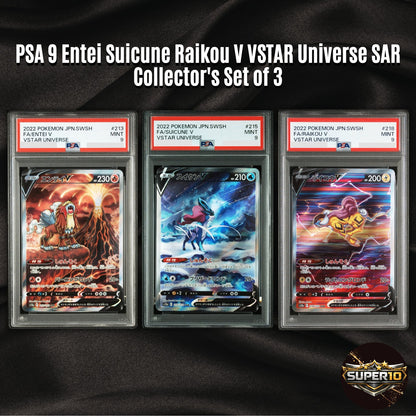 PSA 9 Entei Suicune Raikou V set of 3 VSTAR Universe SAR s12a Pokemon