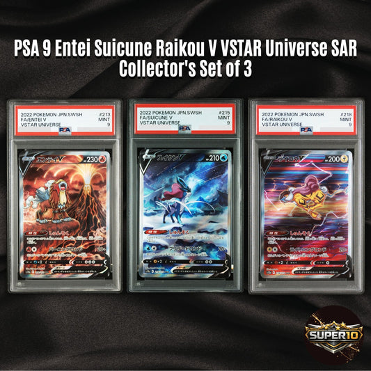 PSA 9 Entei Suicune Raikou V set of 3 VSTAR Universe SAR s12a Pokemon