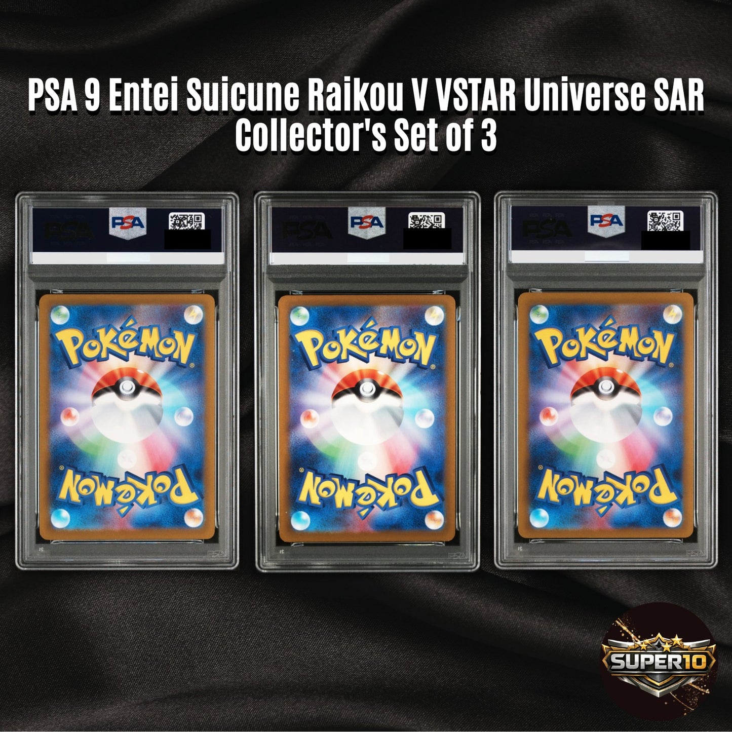 PSA 9 Entei Suicune Raikou V set of 3 VSTAR Universe SAR s12a Pokemon