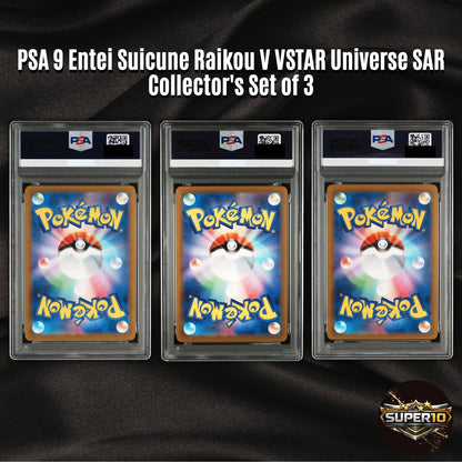PSA 9 Entei Suicune Raikou V set of 3 VSTAR Universe SAR s12a Pokemon