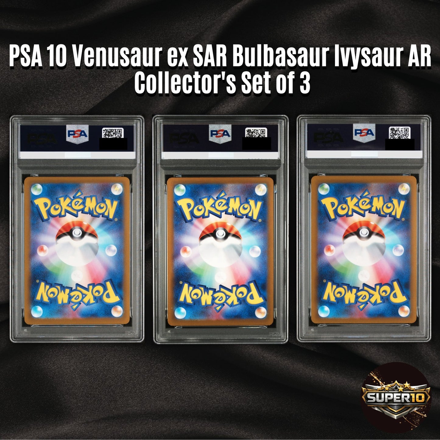 PSA10 Venusaur ex SAR 200/165 Bulbasaur Ivysaur AR Set Pokemon Card 151 Japanese