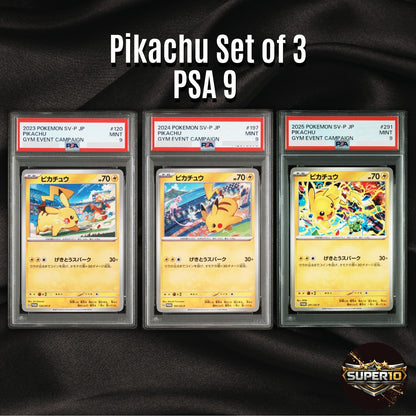 PSA 9 Pikachu 120/SV-P 197/SV-P 291/SV-P Gym Event Campaign Promo set of 3
