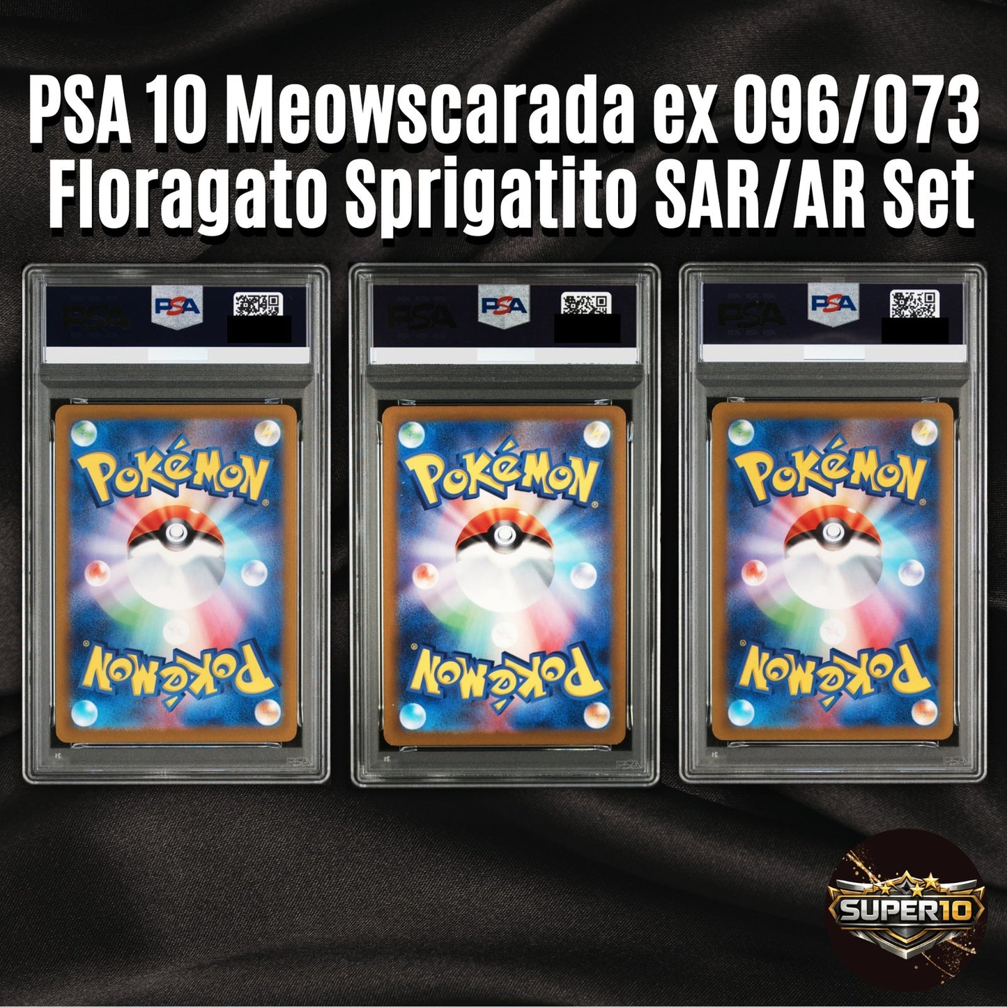 PSA 10 Meowscarada ex SAR + Floragato AR  + Sprigatito Evolution Set Pokémon