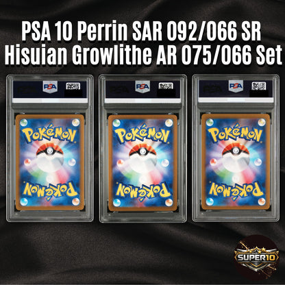 PSA 10 Perrin SAR 092/066 SR Hisuian Growlithe AR 075/066 Set Pokemon Card