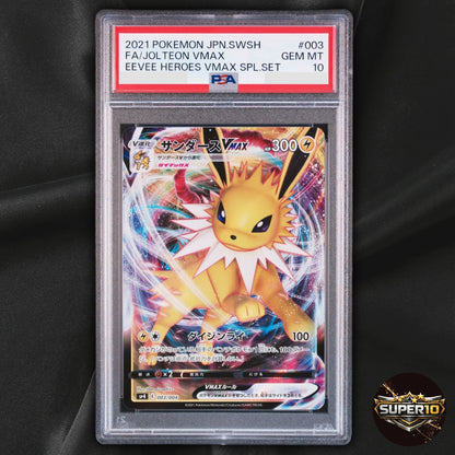 PSA 10 Jolteon VMAX RRR 003/004 S6a Japanese Pokemon Card Eevee Heroes
