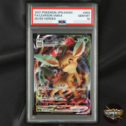 PSA 10 Leafeon VMAX 003/069 S6a Eevee Heroes Holo Japanese HP 310