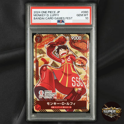 PSA 10 ONE PIECE Card Monkey D. Luffy P-080 Promo Bandai Games Fest Japanese